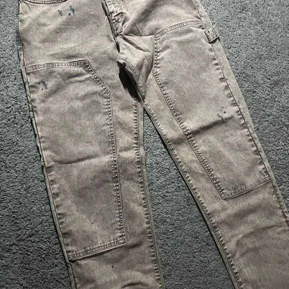 Distressed Represent Mens Double Knee Tapered Carpenter Pant Vintage Black 30x32